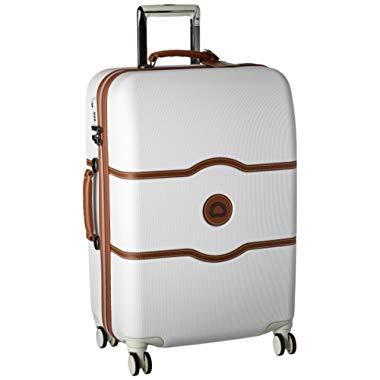DELSEY Paris Chatelet Hard+ Hardside Medium Checked Spinner Suitcase, Champagne White, 24-Inch