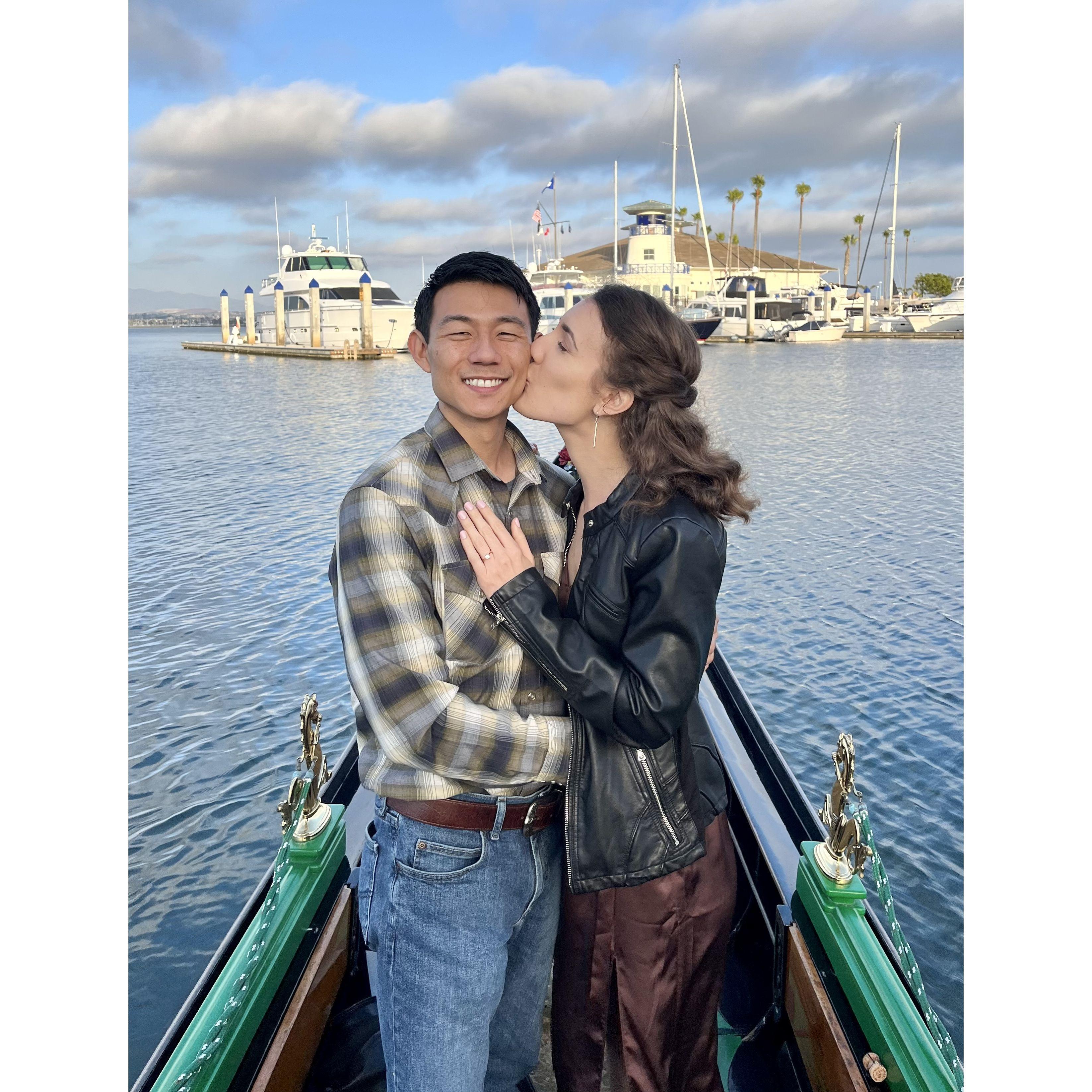 He proposed on a gondola ride in the Coronado Cays!