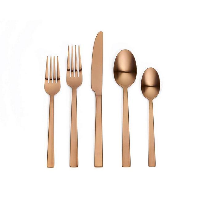 Ornative Emma 20-Piece Stainless Steel Flatware Set| Silverware Set for 4| Copper | Includes Forks, Knives, and Spoons |Dishwasher Safe |Durable and Easy Care| Best Silverware