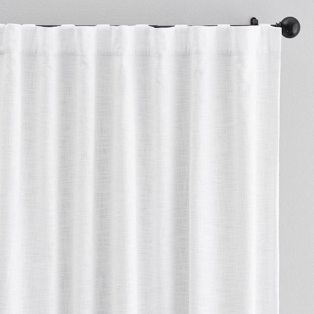 Seaton Textured Cotton Rod Pocket Blackout Curtain, 50 x 84", White