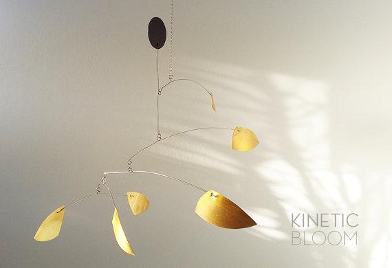 midcentury modern, calder mobile, brass mobile, kinetic art sculpture