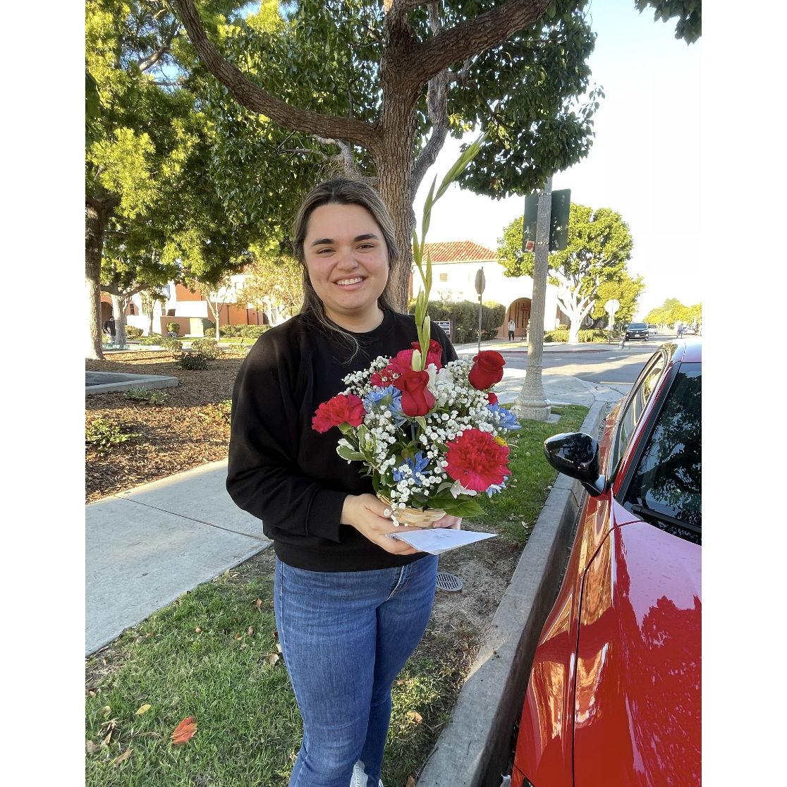 Surprise flowers at work