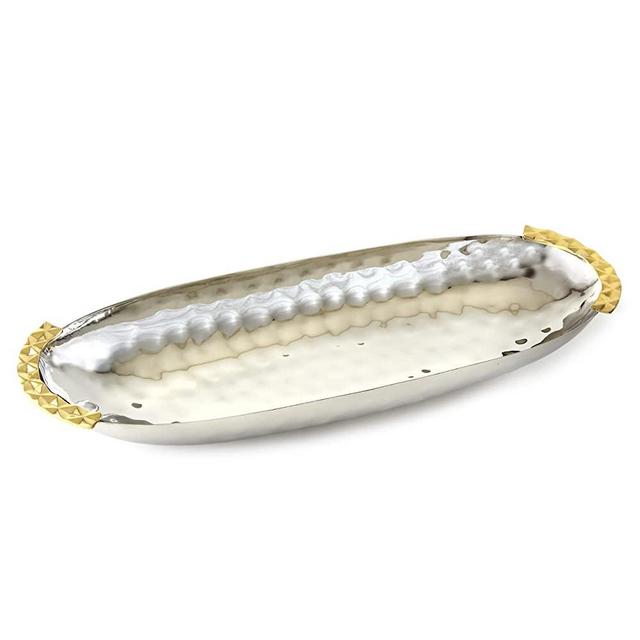 Elegance Geometric serving bowl, 17.25 inch, Silver/Gold