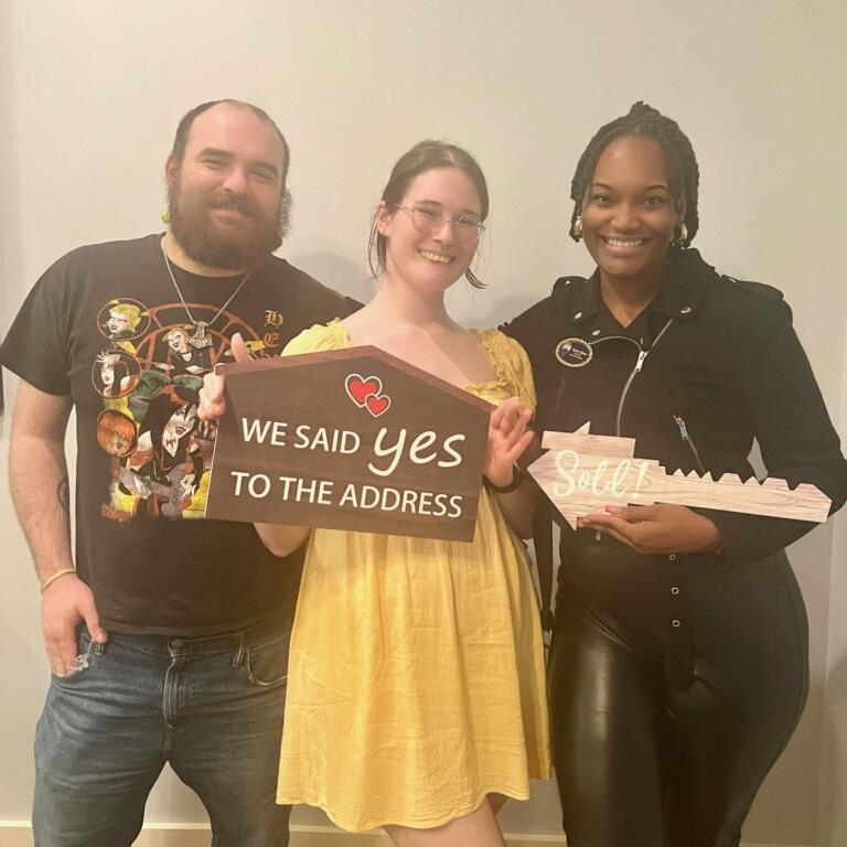 We had just finished signing all the paperwork to our first home. The weather that day was terrible with tornado warnings but we still managed to make such a big moment happen!