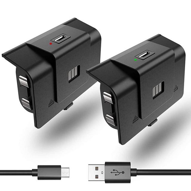 2 Pack Rechargeable Controller Battery Pack Compatible with Xbox One/Xbox Series X|S with 4 Battery Door Play & Charge Kit with Micro USB Charging Cable