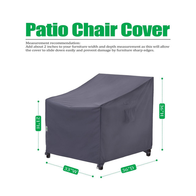 F&J Outdoors Premium Waterproof Outdoor Patio Chair Cover, 36" Deep