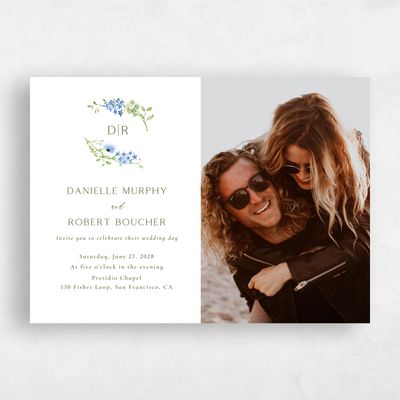 Cornflower Blue Wedding Invitation - Rydal Photo