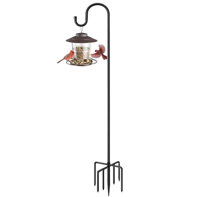 ANIDEER 84" Shepherds Hooks for Outdoor, Heavy Duty Garden Bird Feeder Pole Hanging Bird Feeder, Solar Light Lanterns, Outdoor Plant Hanger Hook with 7 Base Prongs, 1 Packs