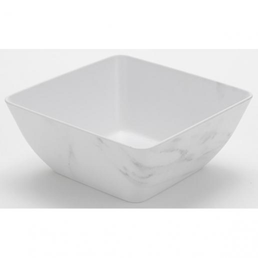 American Metalcraft MWMSQ9 White Marble 127 oz 9 1/2 Inch Square Naturals Collection Melamine Serving Bowl