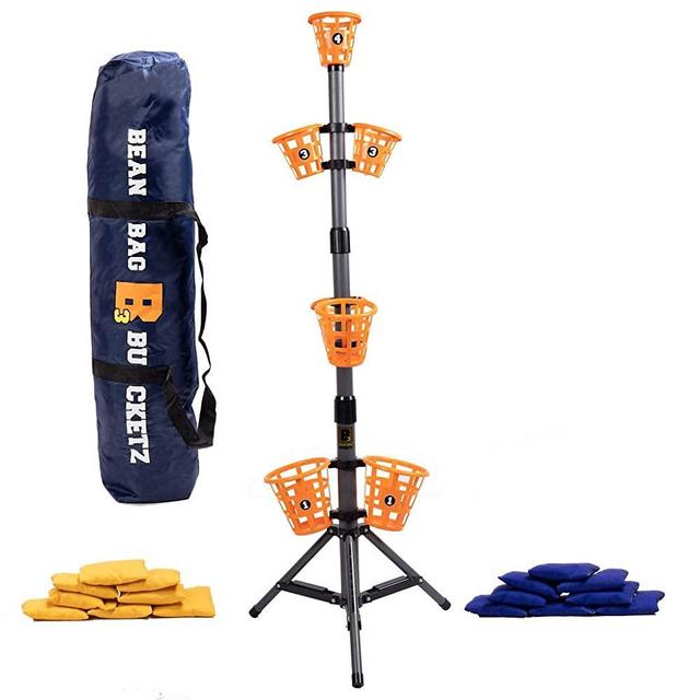 Bean Bag Bucketz; Outdoor Backyard Game for Adults and Family: Lawn Bean Bag Toss Party Game - Giant 5' Camping, Tailgate, Beach, Yard or Indoor Game - Cornhole Alternative Game Set