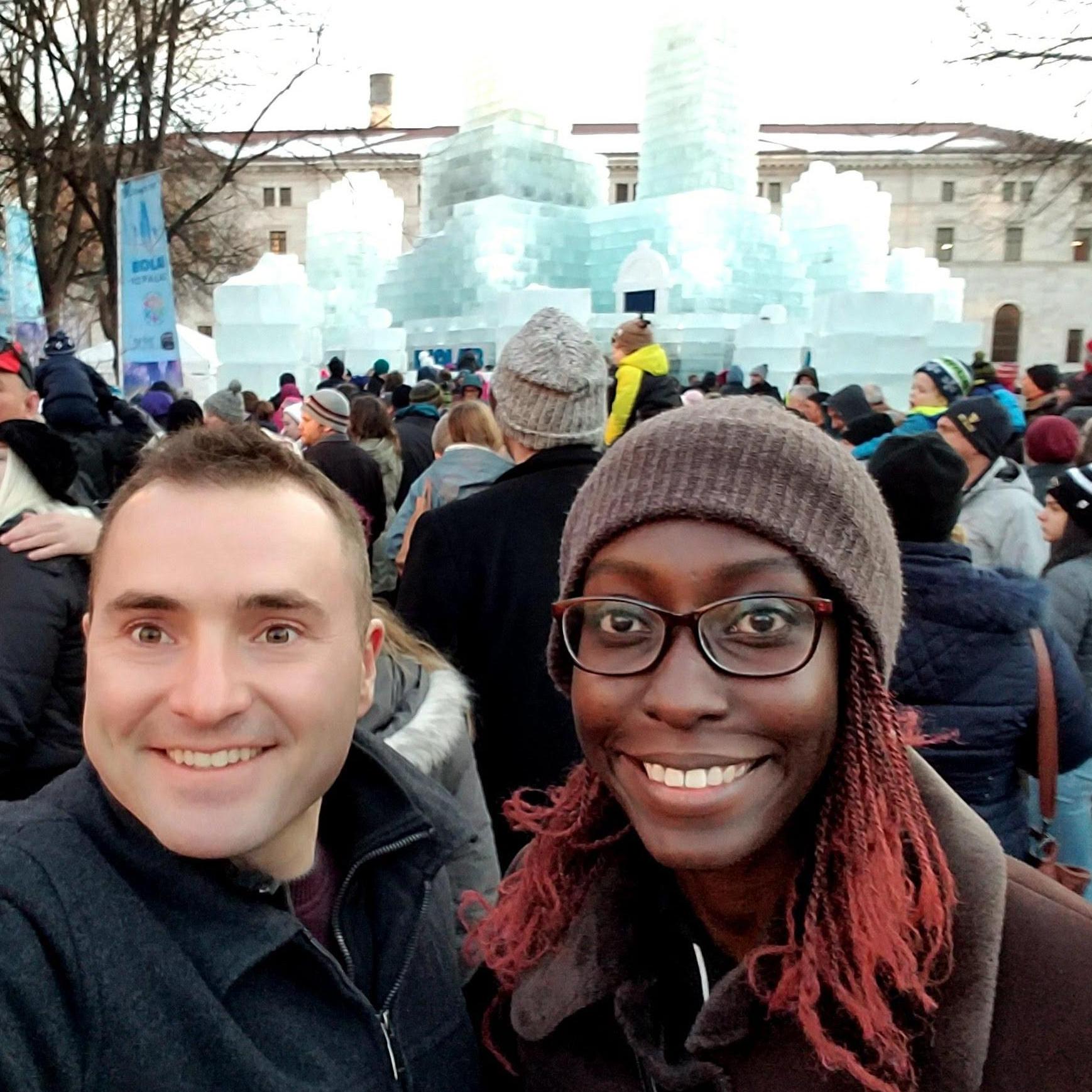 Our first date at Rice Park, St Paul (January 2018)