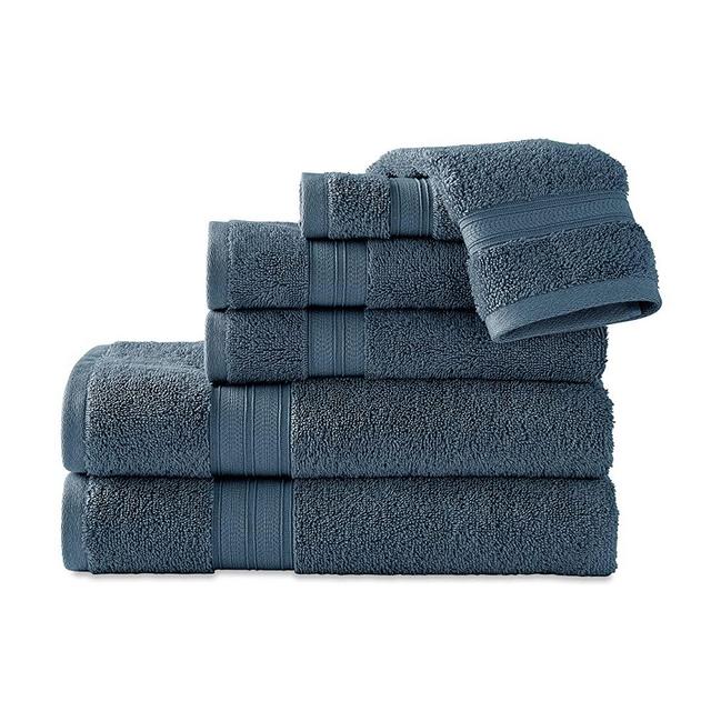 Scott Living Crescent Hygro Cotton Solid 6-Piece Towel Set | China Blue | Softer & Fluffier Wash After Wash | Performance Fiber | Abosbent | Durable | 2 Bath Towels | 2 Hand Towels | 2 Wash Towels