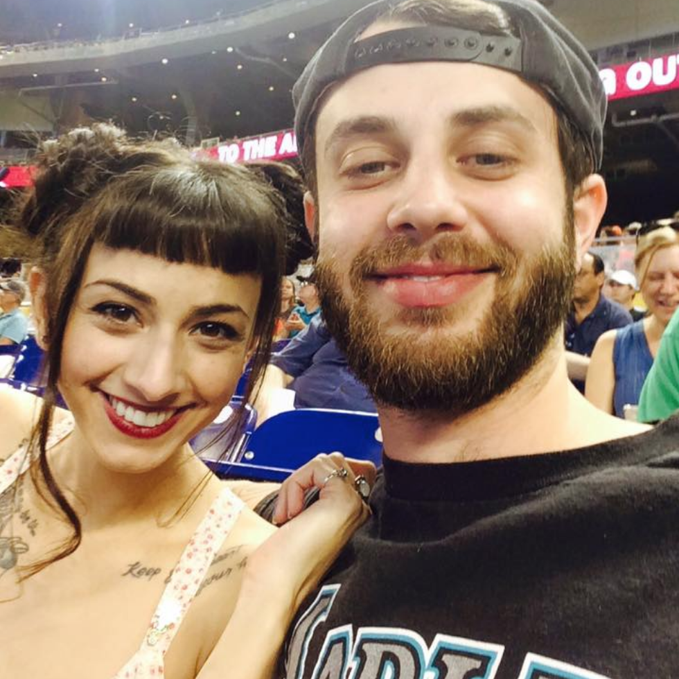 At the game! We spent a lot of time getting to know each other over Baseball (of course!)