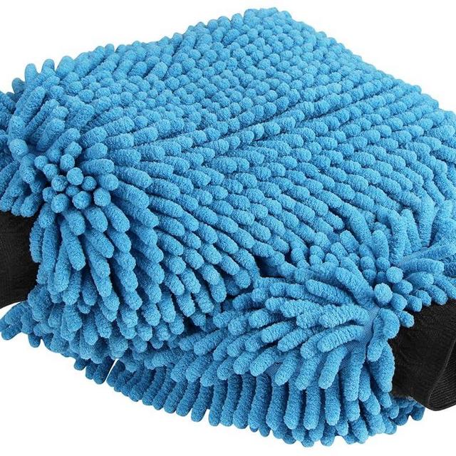 AIDEA Car Wash Mitt Microfiber-2PK, Scratch-Free& Lint-Free, Premium Chenille Microfiber Wash Mitt-Blue Regular Size (7.12''X10.14'')