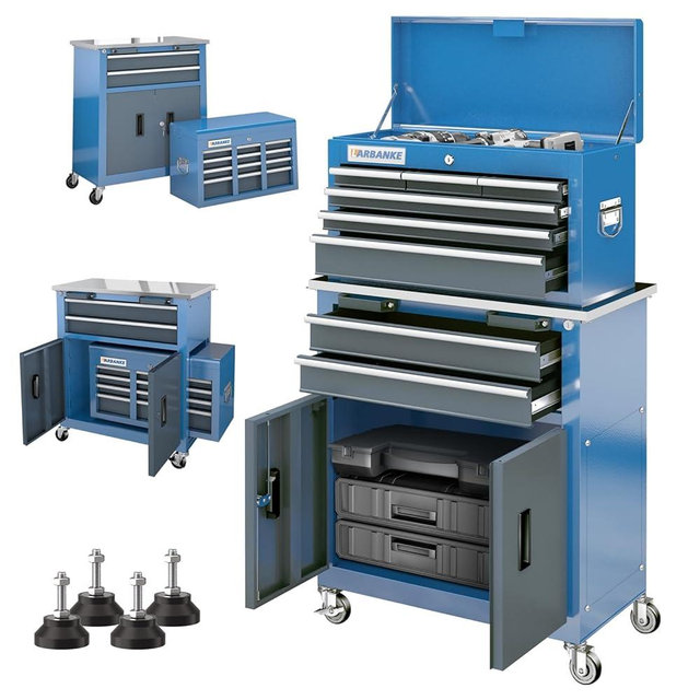 LARBANKE 8-Drawer Rolling Tool Chest,Tool Chest with 360° Brake Wheels and Padded Feet,Tool Cabinet with Locking System and Drawer Liners,Ideal Design for Garage and Workshop