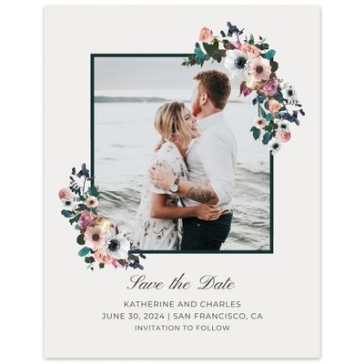 Cream, White Wedding Digital Save the Date - Napa Frame
