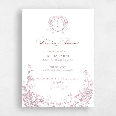 Dusty Rose, Pink Wedding Wedding Shower Invitation - Hattaway Portrait