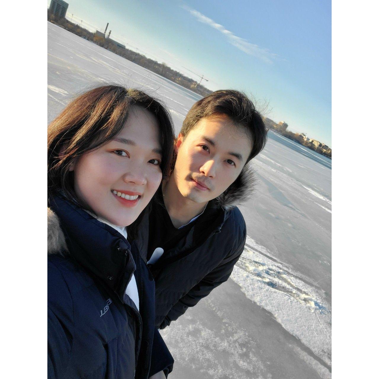 Walking on frozen Mendota