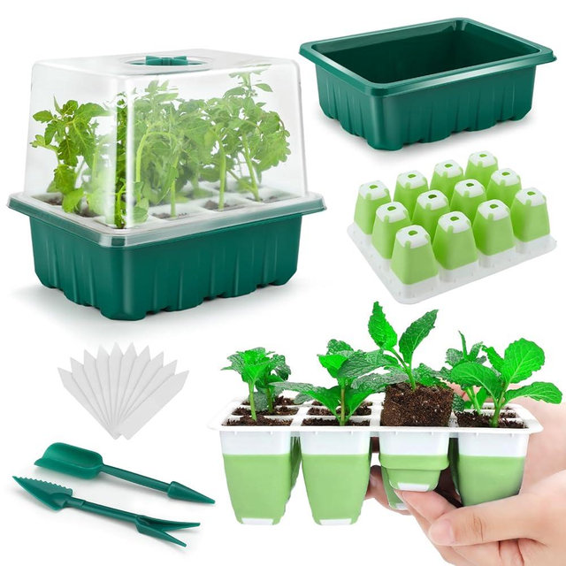 Seed Starter Tray, 72 Cells Indoor Seed Starter Kit, Flexible Silicone Designed Seedling Starter Trays, Germination Tray with Humidity Dome & Lids(4in Height), Reusable & Dishwasher Safe, BPA-Free