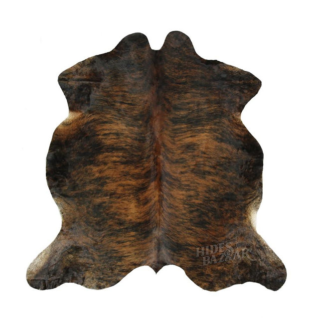 HIDES BAZAAR Brindle Cowhide Rug Premium Exotic Cowhide Rugs for Bedroom, Living Room & Office - Genuine Cow Hide Rug with Unique Mixed Black, Brown & White Pattern - Cow Hide Rugs 5x7 ft