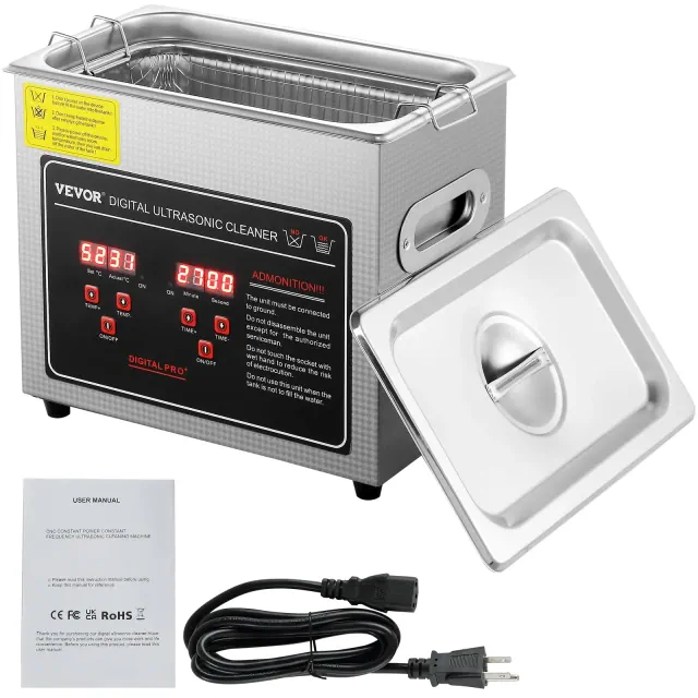 VEVOR Ultrasonic Cleaner with Digital Timer & Heater, Professional Ultra Sonic Jewelry Cleaner, Stainless Steel Heated Cleaning Machine, Silver