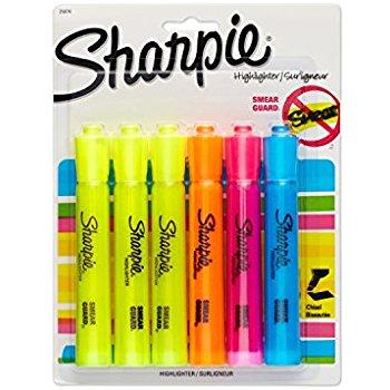 Sharpie Accent Tank-Style Highlighters, 6 Colored Highlighters (25076)