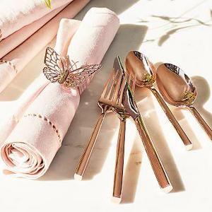 Monique Lhuillier Marlowe Rose Gold Flatware, Set of 5