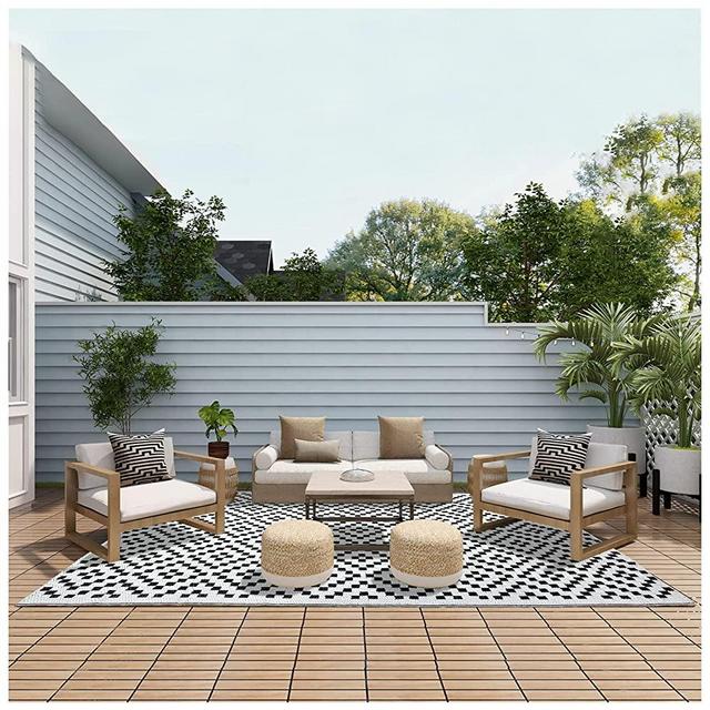 Reversible Outdoor Rugs for Patio 5' x 8' Waterproof Large Area Rug Non-Slip Portable Outdoor Carpet Floor Mats for RV Camping Deck Picnic Beach Backyard