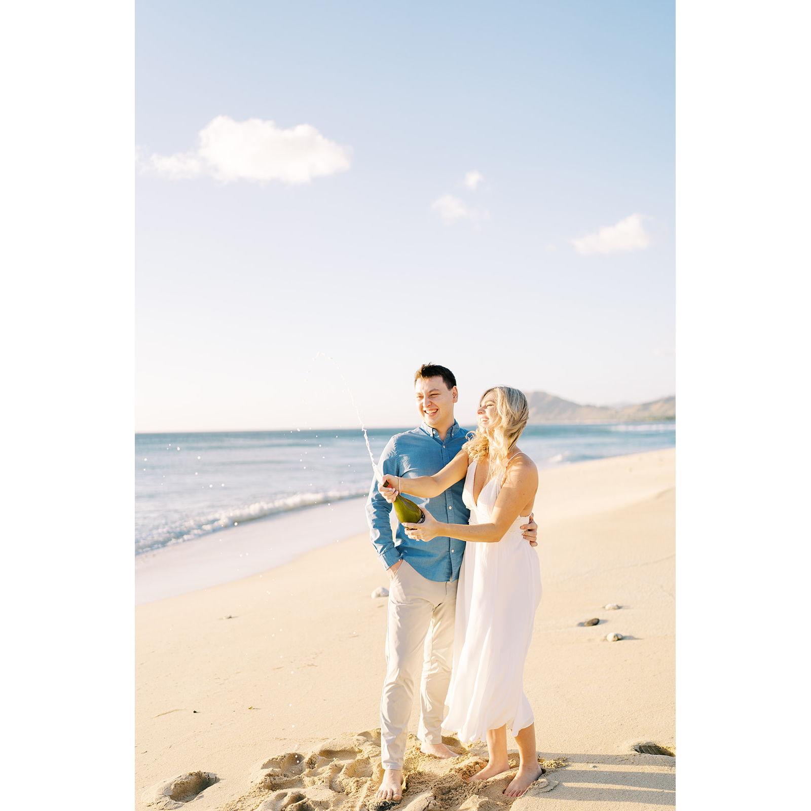 No one will be surprised that we were late to our photoshoot in Hawaii... The champagne pop (that we got for free from a friendly flight attendant) was early in the session to say the least