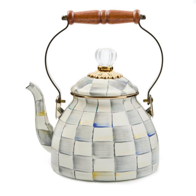 Courtly Check 2 Quart Tea Kettle - Sterling Check