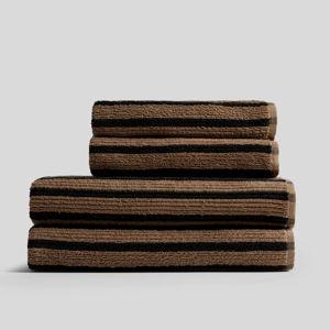 2+2 Organic Resort Stripe Bath Bundle - Camel with Soft Black
