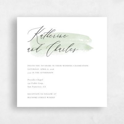 Mint, Green Wedding Invitation - Violin Square