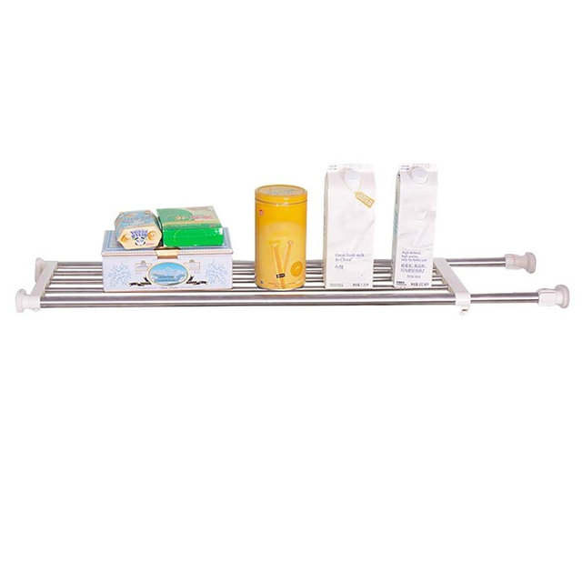 Hershii Expandable Tension Closet Shelf Rod Telescopic Metal Storage Rack Heavy Duty DIY Organizer Divider for Wardrobe Cupboard Kitchen Bathroom Garage
