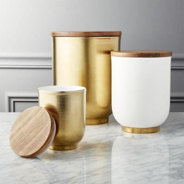Echo White and Gold Canisters Set of 3