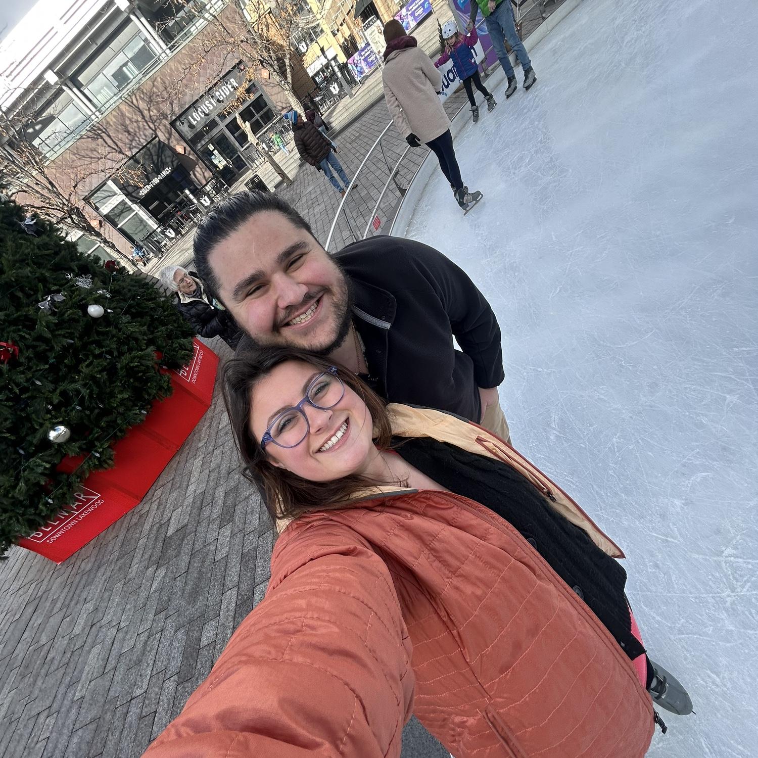 Seraphim loves to ice skate... Georgia... not so much. Our first date was ice skating and pho!