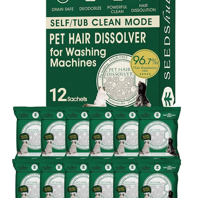 Pet Hair Dissolver for Washing Machine, Pet Hair Remover for Laundry, 96.7% Dissolution Rate, Dog Hair Remover, Cat Hair Remover, Up to 12 Months of Use, HE/Top/Front-Load Compatible, Septic Safe