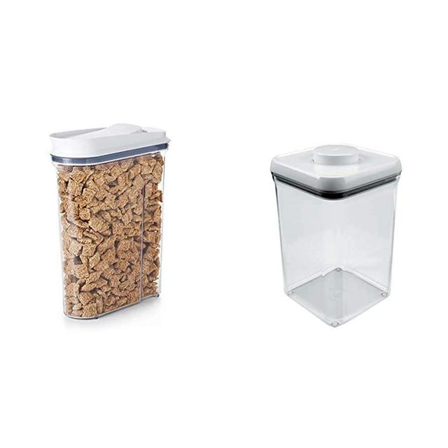 OXO Good Grips Airtight POP Large Cereal Dispenser (4.5 Qt) & 1071396 4.0 quart square Pop Container, 4 Qt - Flour