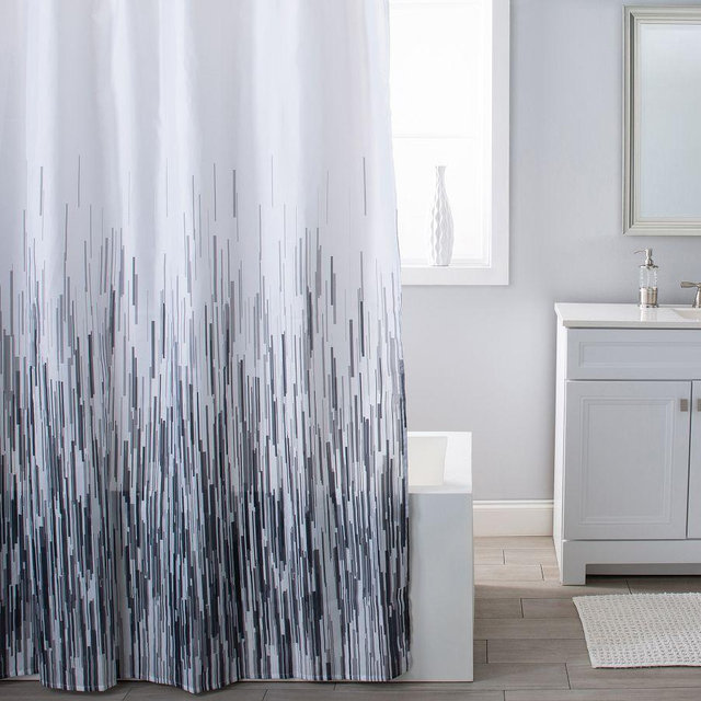 Arienne Shower Curtain, Gray/White