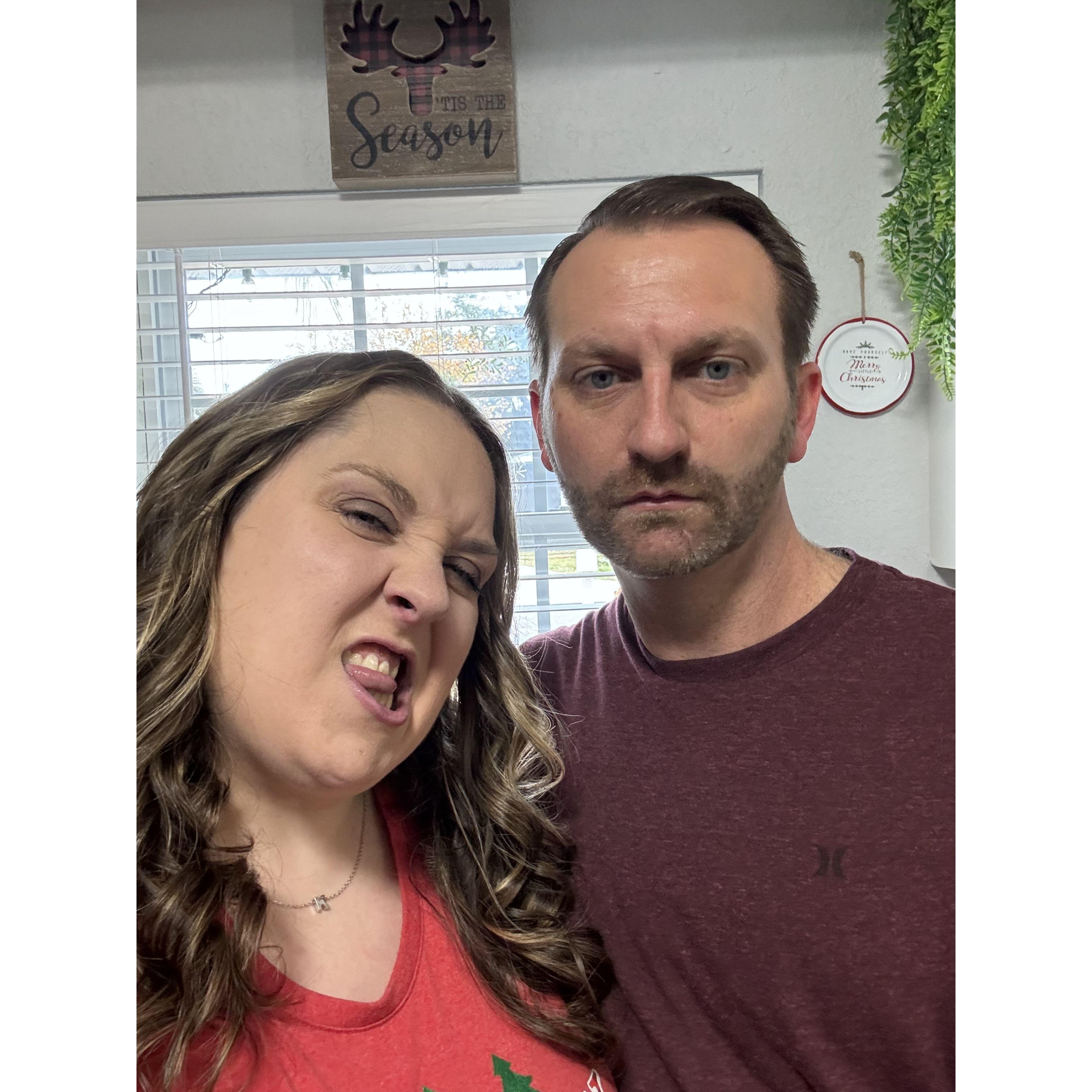 Christmas 2023 - Stephen was ready to be done taking pictures