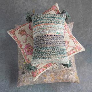 Woven Lumbar Pillow with Tassels