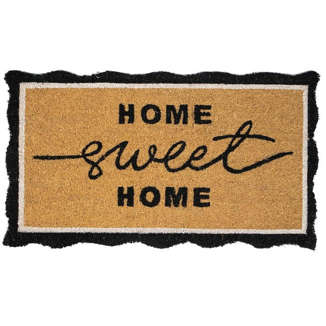 Folkulture Welcome Mat Outdoor | 16 x 28 Door Mats, Home Sweet Home Scalloped Coir Mats for Front Door Outside Entrance | Eco Friendly, Durable & Anti Slip