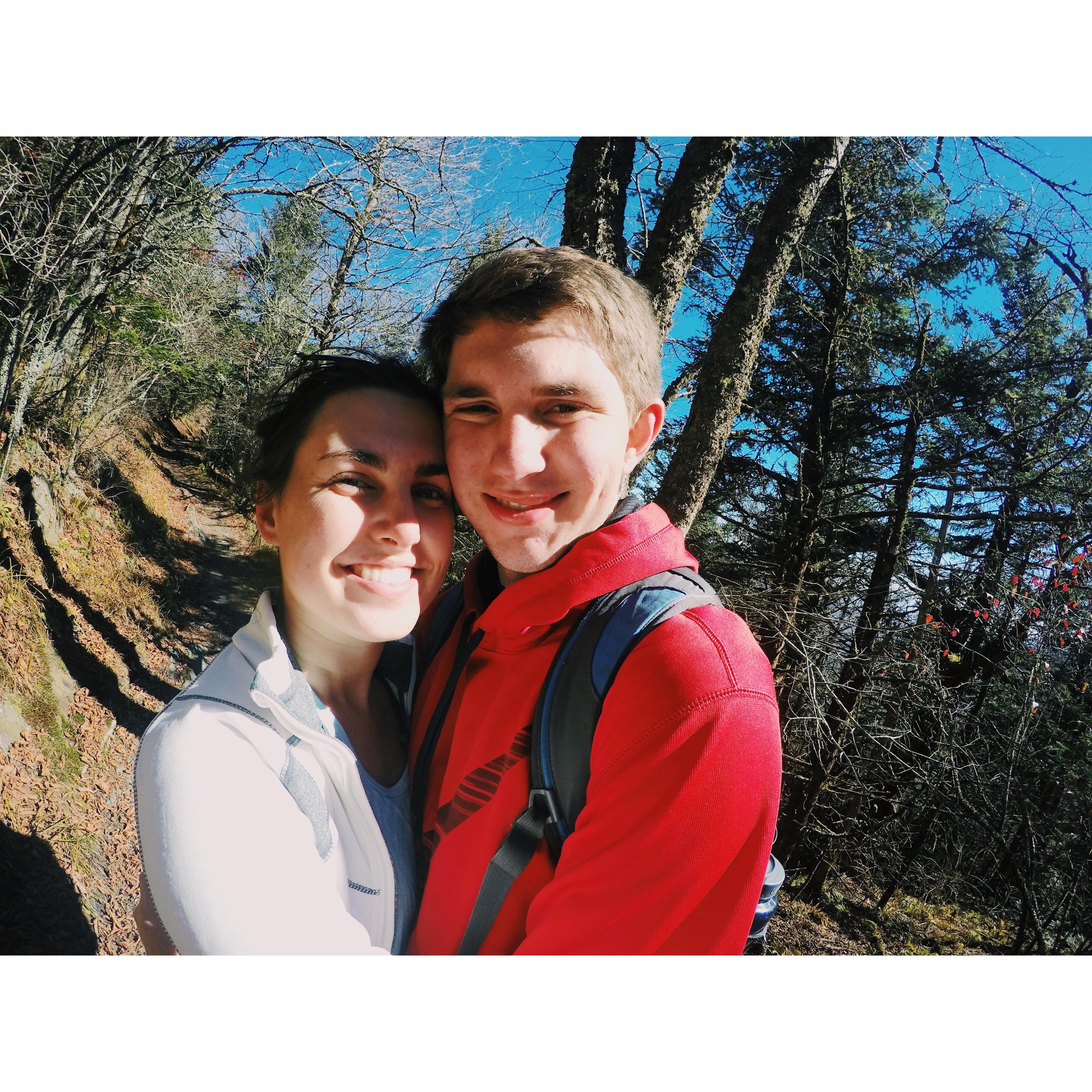 Right after we said "I love you" for the first time while on a camping trip in Tennessee.