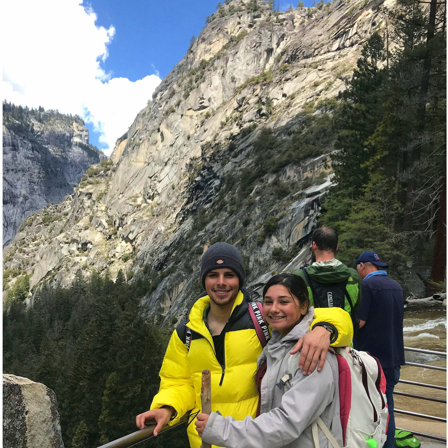 We've always loved the outdoors, here's us at the summit of Vernal Falls, Yosemite. 2019