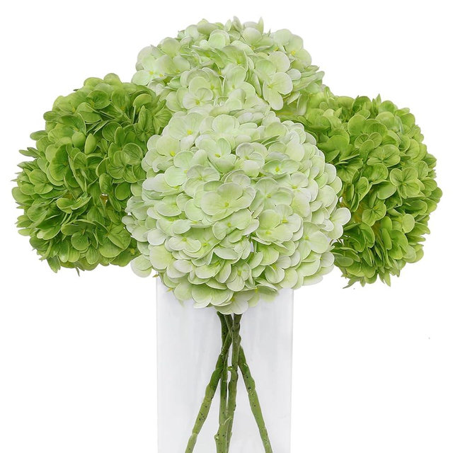 DuHouse 4Pcs Large Hydrangea Artificial Flowers,20 inch Latex Real Touch Hydrangeas for Home Wedding Bouquets Centerpieces Party Living Room Decoration(2Pcs Light Green+2Pcs Green)