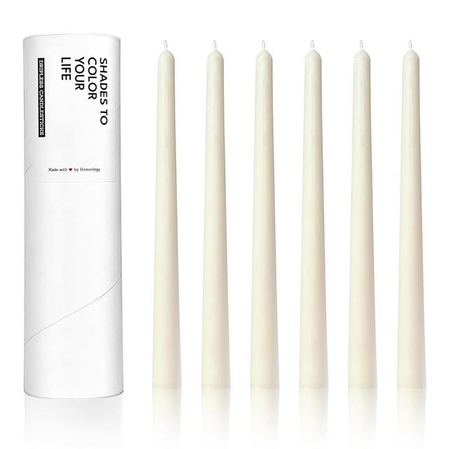 Homeology Classic Taper Candles, Ivory, 10", 6 Pack, 7-8 Hours Burn Time, Dripless, Unscented