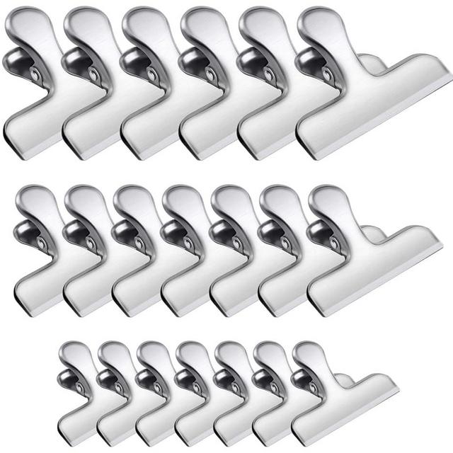 FINDMAG Chip Clips, 20 Pack Stainless Steel Chip Clips, Chip Clips Bag Clips Food Clips, Bag Clips for Food, Clips for Food Packages, Chip Bag Clips - Air Tight Seal, Heavy Duty Snack Clips