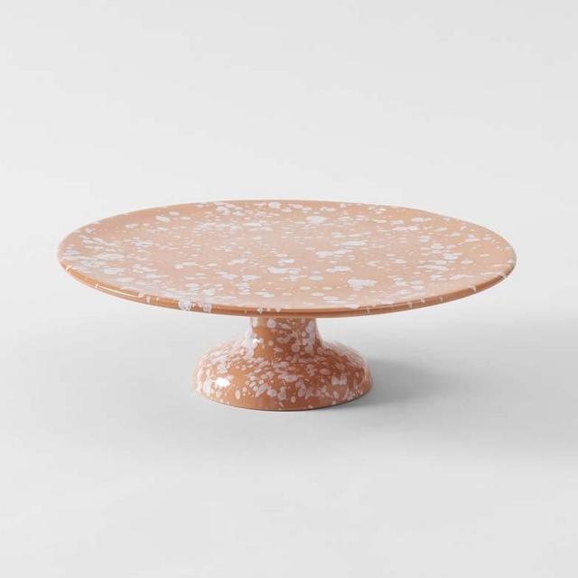 White on Terracotta Splatterware Cake Stand