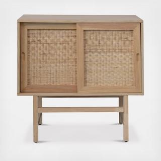 Woven Rattan Sliding Door Cabinet