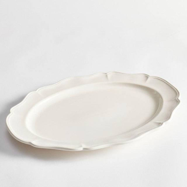 Heirloom Stoneware Oval Serving Platter, Large - White