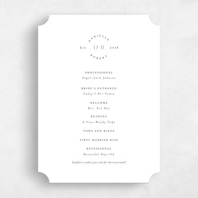 White Ticket Wedding Program - Okavango